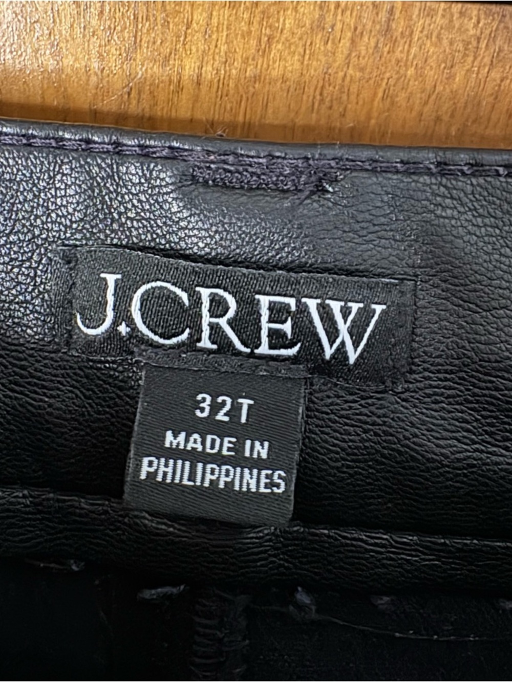 J. Crew Slim Wide Leg Black Faux Leather Pants High Rise 32 TALL Old Money Sleek - Picture 10 of 11